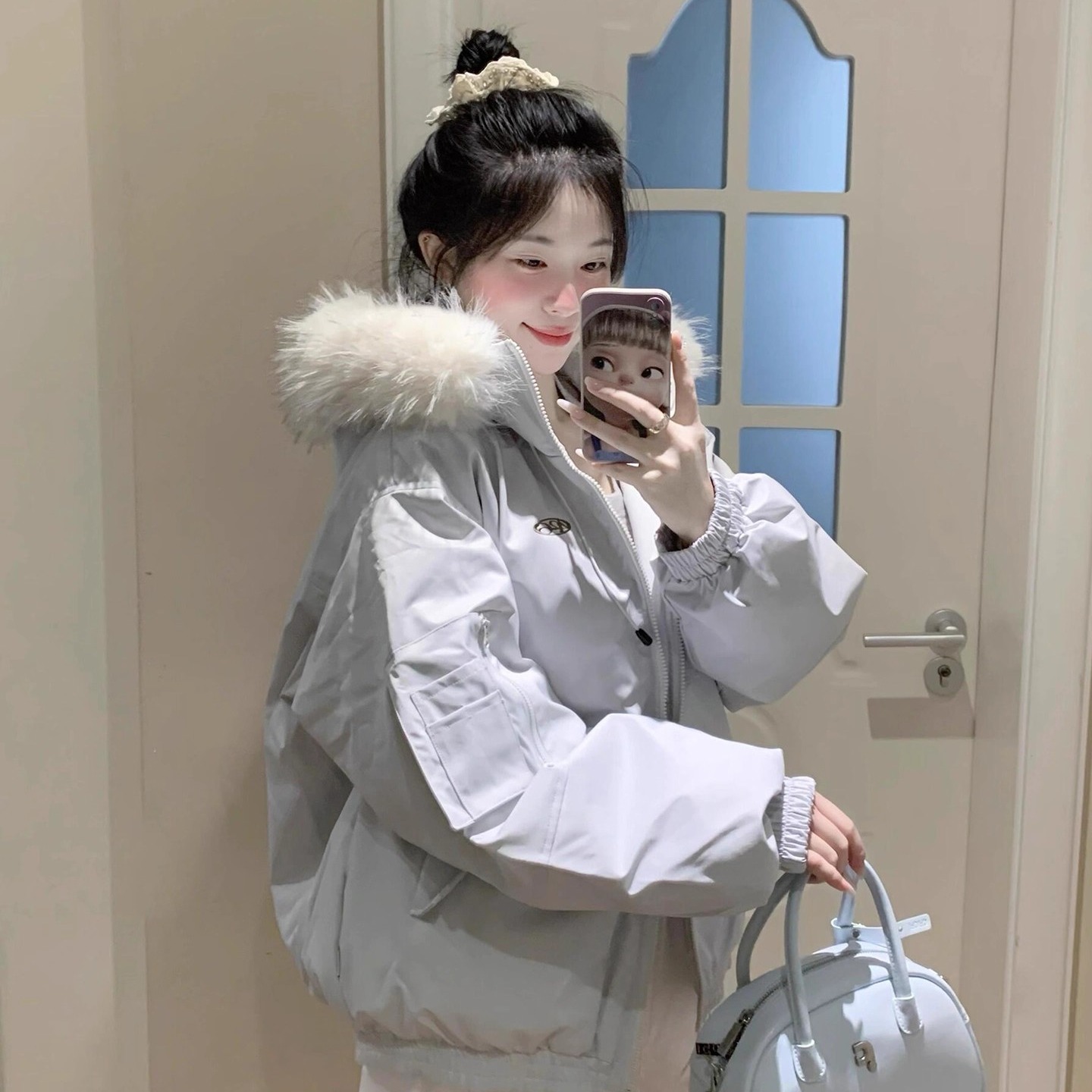 明星同款大毛领工装派克羽绒棉服女2025新款冬季保暖加厚棉袄外套