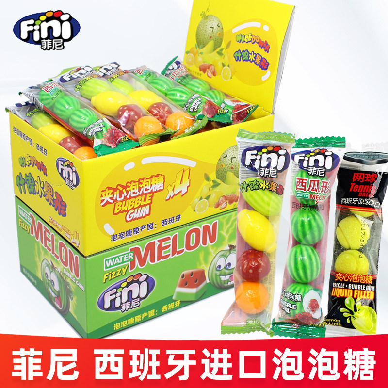 菲尼夹心泡泡糖西班牙进口Fini网球西瓜什锦水果形口香糖20g*20包