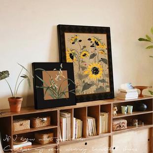 吴冠中向日葵客厅装饰画法式复古艺术餐厅挂画中古风卧室桌面摆画