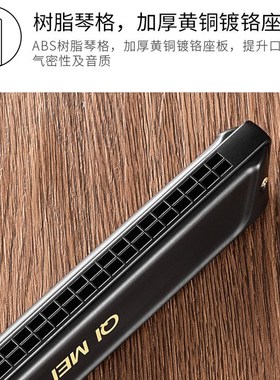 奇美黑霸王演奏级2孔复音BEFG/#/#D/bB/#C/#F调 铜盖板口琴