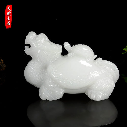 天然玉石龙龟摆件汉白玉母子龟家具客厅家居办公室玄关装饰品摆件
