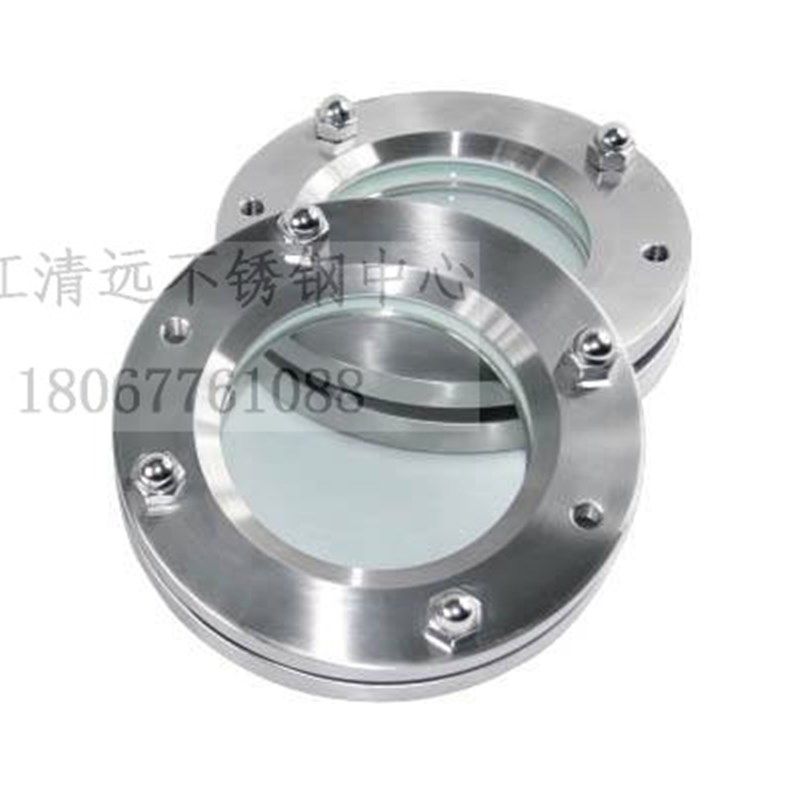 304不锈钢对夹法兰视镜视盅JB593-64玻璃管道直通视镜DN50 80 100
