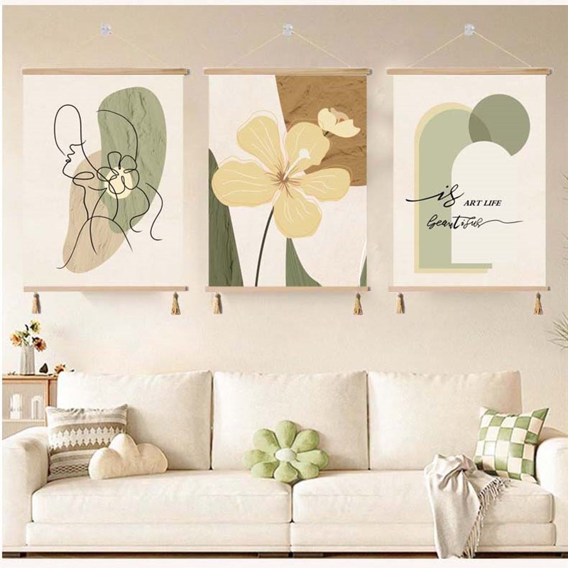 奶油色客厅装饰画侘寂风卧室床头沙发背景挂画民宿时尚大气背景画
