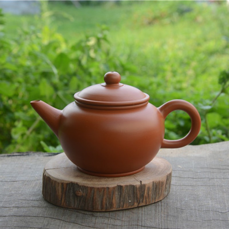 潮州特产朱泥纯全手工手拉坯紫砂壶茶壶小号家用工夫泡茶壶180ml