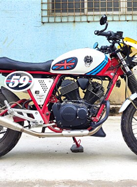 适用于龙嘉V咖250机车复古保险杆 LJ250-V改装国四电喷护杠防摔杠