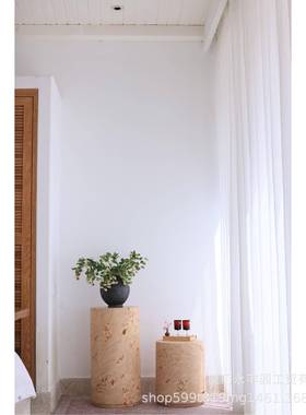 嘻物展地所圆柱树瘤中古复古装饰边几展摆示落台件底座MHM角几法