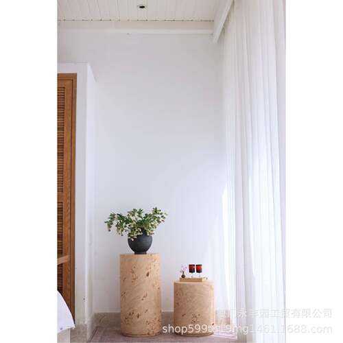 嘻物展地所圆柱树瘤中古复古装饰边几展摆示落台件底座MHM角几法