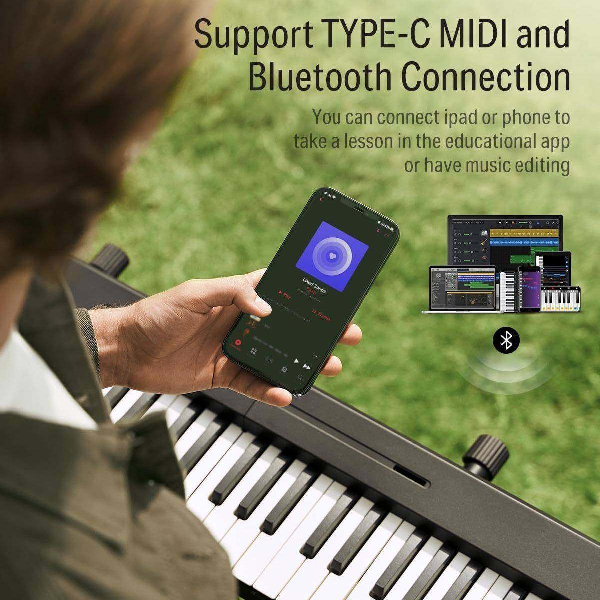 88生键折叠电子钢琴便携式可键盘面可桌弹UUQ奏学户外练习家用初