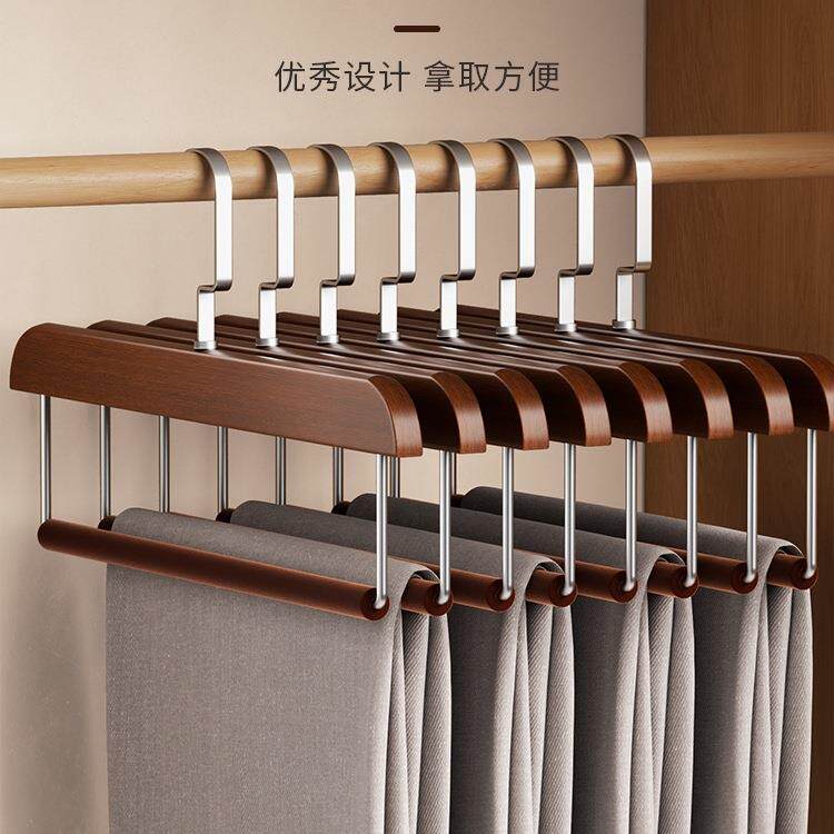 无痕植绒裤架挂F99MH6T9裤专用衣架木裤夹子防滑防裤肩子角西收纳