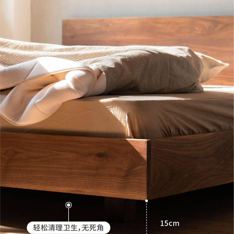 日式悬浮实木床1.5米1.8米无辅料拼接白蜡木原木现代双人床卧室
