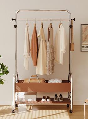 轻动FHV奢可移双层衣帽架挂晾室衣服架子卧客厅落式地收纳皮兜衣