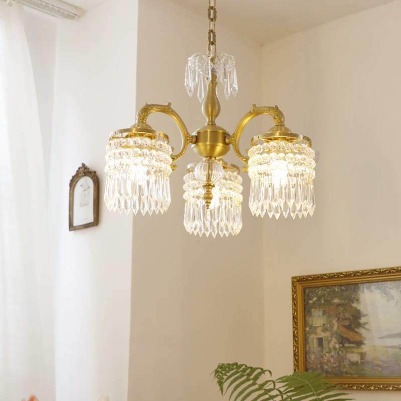 式复古轻铜鱼水晶餐厅欧灯奢美式式法古149典客厅灯个性客厅卧室,家装灯饰光源,智能吊灯,淘宝优惠券,粉丝福利购,淘宝优惠卷