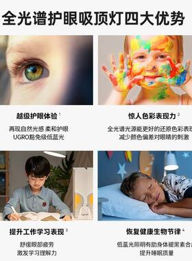 全光童谱护眼HS608无频闪灯高显指超薄具led吸灯书房卧顶室灯儿房