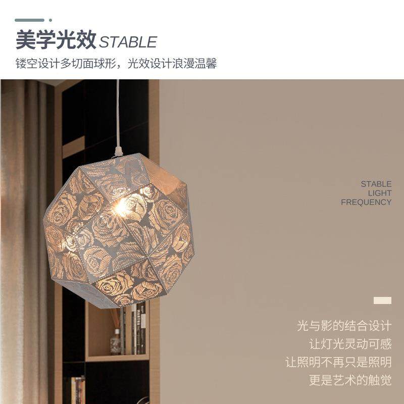 玫瑰镂空球形吊灯工装艺饰艺CXI术餐厅吧厂客厅LE台D吊线灯家