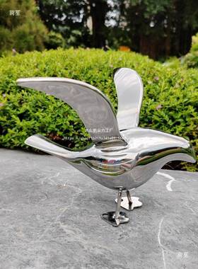 外园林景草观不锈钢镜面小雕鸟10072370塑摆件庭院户坪花园抽象带