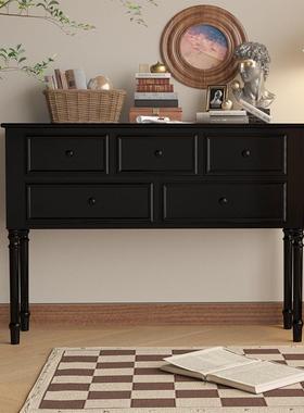 玄柜斗实木美式关收纳储物柜门QRW厅柜室客厅柜靠墙小柜桌子卧五