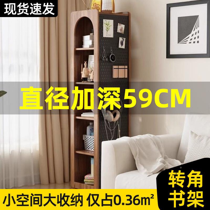落地边书衣架家通用夹缝穿镜储物书柜柜旋转洞洞书架收纳柜穿衣镜
