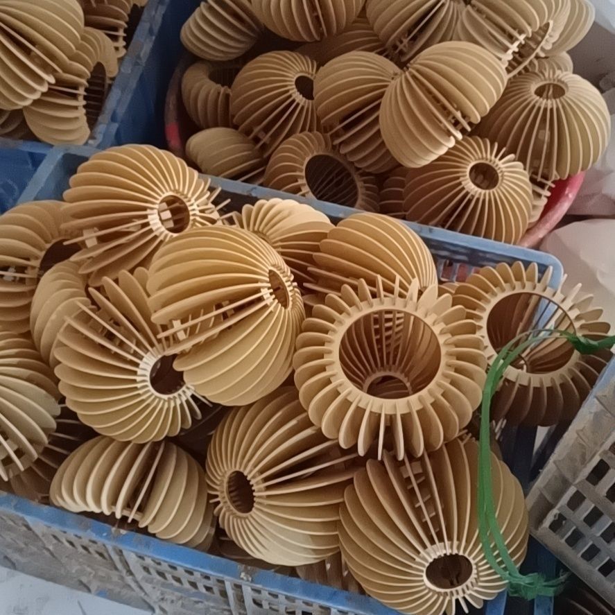 个性玻璃布艺木艺黄色灯罩圆