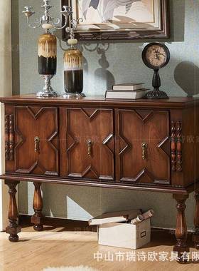 复柜古美式木四门柜法式复42620古风餐边电实视柜设计感玄过道装