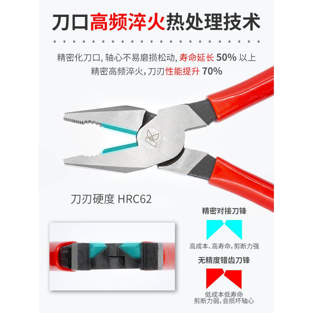 手牌钳尖子大全嘴斜口电JNR钳工多功能万用工业级钢丝钳老虎钳
