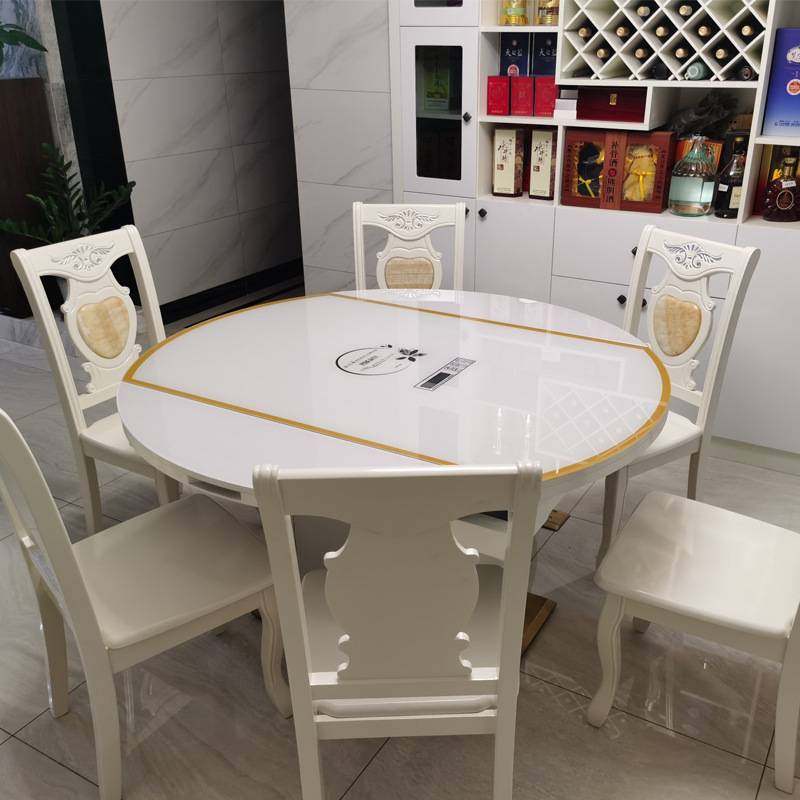 欧式椅子靠背凳家用中式橡木雕花餐桌椅现代简约餐厅白色实木餐椅