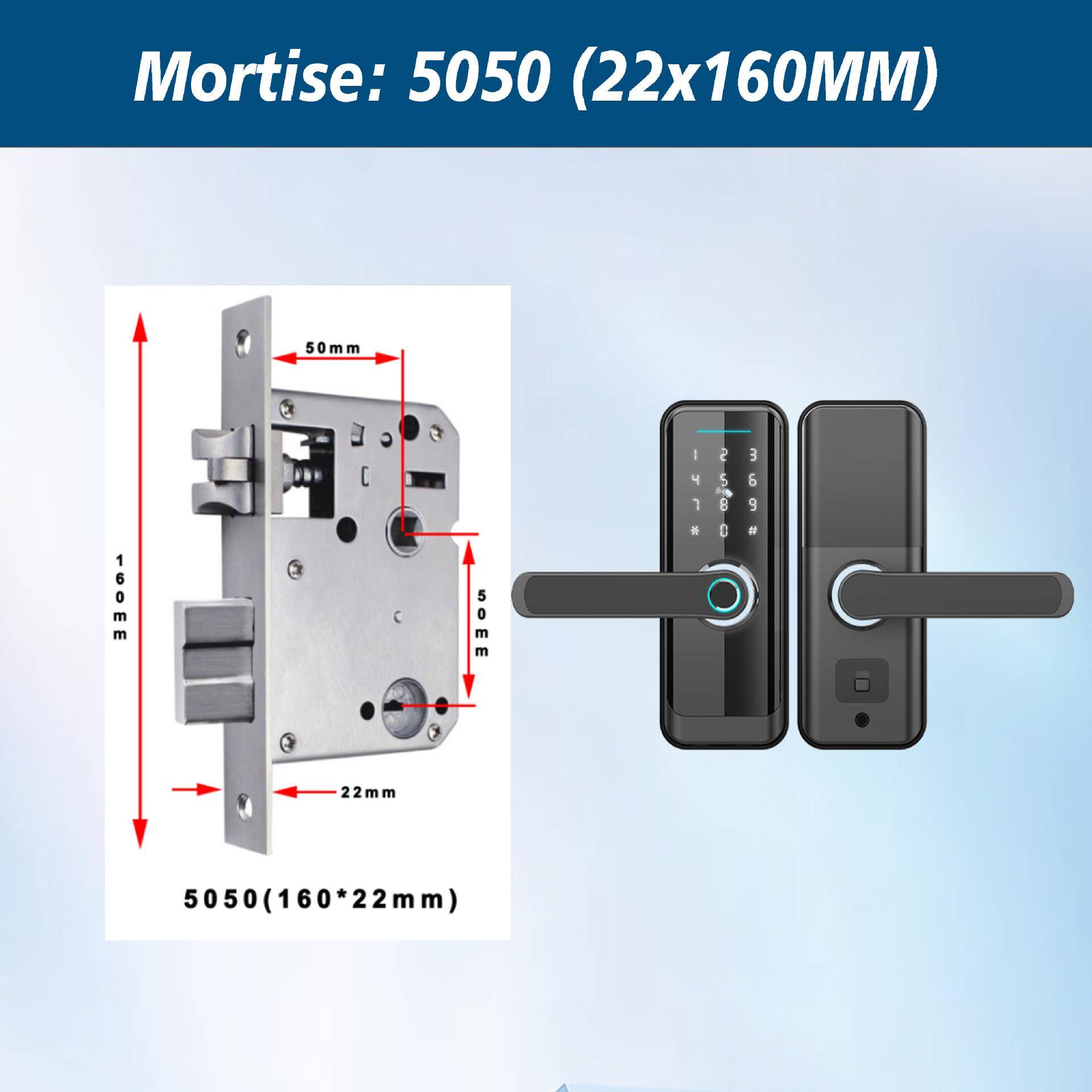 密码锁HF8009matter智免安全指纹锁感应刷卡开孔能欧美门锁锁西班