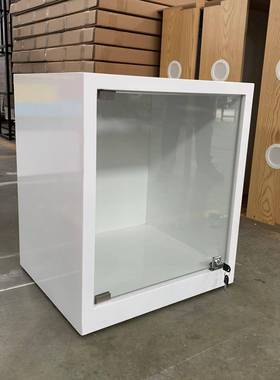 展jsq02203示橱柜厂家制作带锁窗透明推拉门透明玻璃柜白木质烤漆