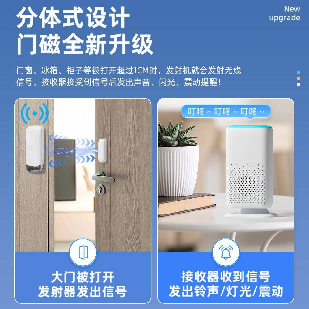 超市冰箱开门提醒店应铺冰门铃感器D3K3欢迎光临分柜体门磁防盗报