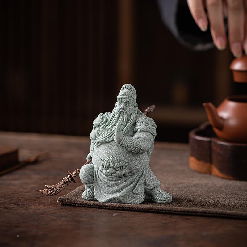 青石文创IWN关公关云武财神历砂长史宠人物桌面摆件鱼缸造景茶装