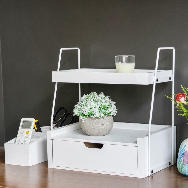 桌面收纳置物架办公室桌上学生整理餐桌台面多层带抽屉小型摆放架