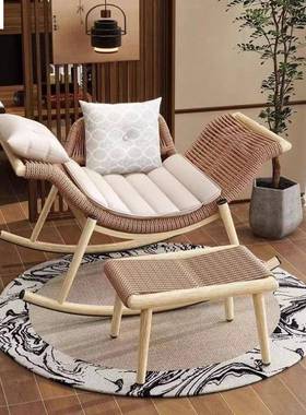台RQK户摇椅躺椅外单人藤椅成人家摇用客厅懒人沙发椅阳庭院复古