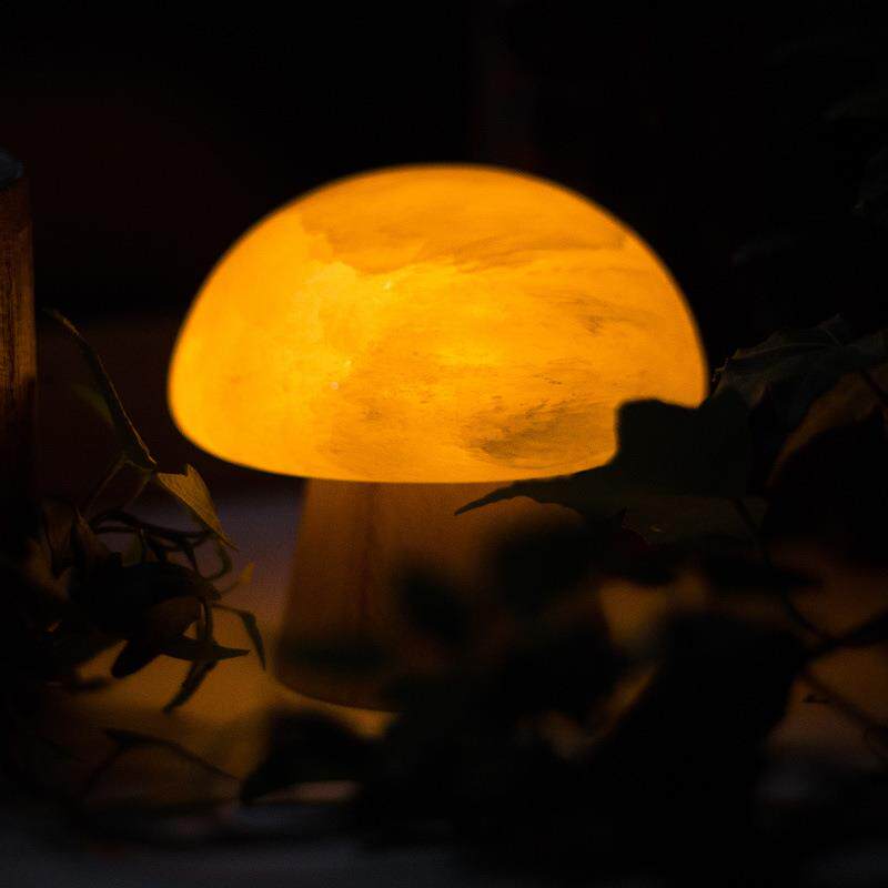 创意蘑菇石小夜灯矿卧室床头可氛爱围装饰小灯台LDV灯蘑菇led小夜