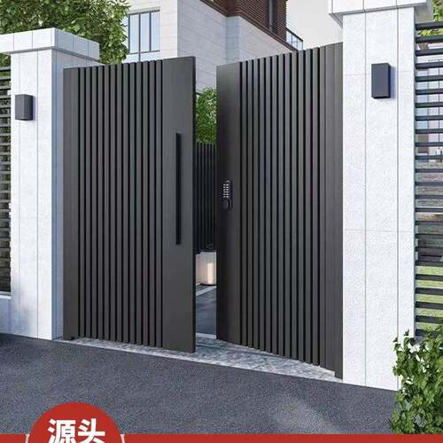 墅大门农村自建房庭别院大274门双开门铝合门金花园门子母动电平