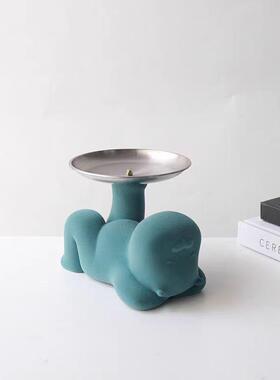 儿现代NJ012简约卡托通植绒仔公入户玄关钥匙收纳盘童房装饰摆件