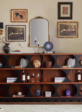 法式复古哈迪德厅书木柜中古风客展示XSH柜置物实架入户玄关柜装