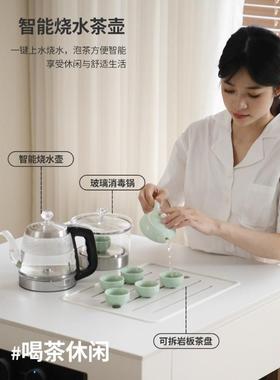 现代原风岛台餐桌台房一体家用可伸缩导实木木小户型厨多ZG-80938