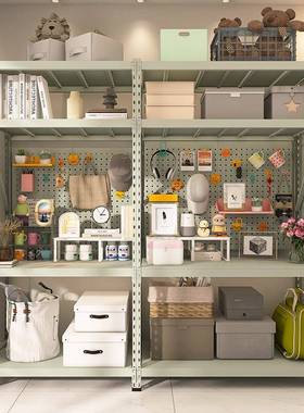 灰绿色悬挂纳洞板多洞层家用客厅阳货架物台卧收室储货架