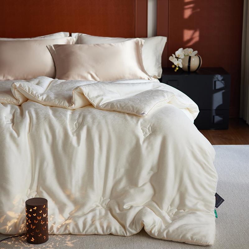 兰被天精丝绵屋-202棉大提花桑蚕丝冬子加厚全棉莱赛尔春秋被子被