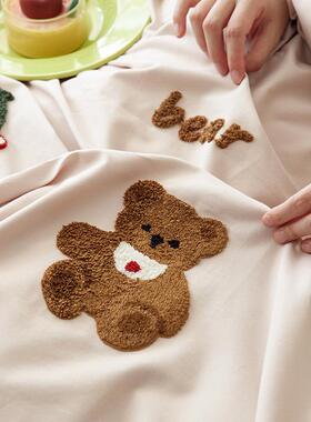 A类1套00S全棉磨套毛四件长绒棉纯棉巾绣卡通被床单JC024001三件