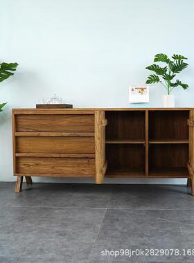 新中式老榆餐木边柜长方形柜玄关柜墙简斗约现代抽83127屉柜靠储