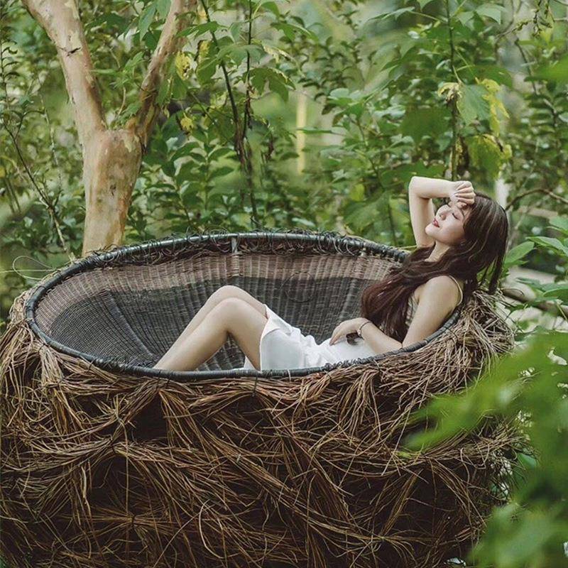 躺休闲躺椅床旅游巴厘吊篮景区打卡家具吊椅网红秋千椅躺户摇外摇
