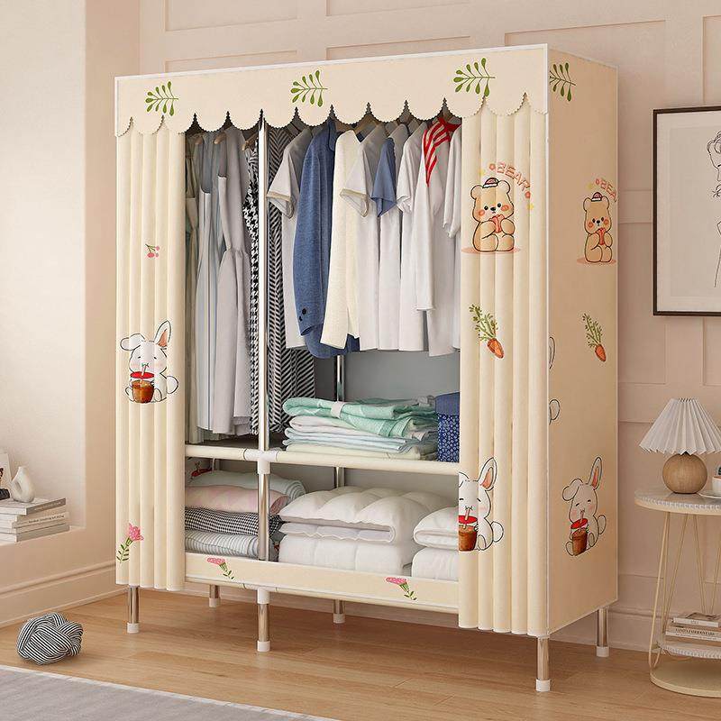 简易衣柜家用布托卧架室钢加厚加固出房租纳用耐用加粗钢管组装收