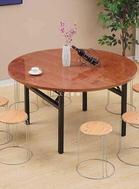 桌酒店店UKK餐桌实木圆桌面板加厚大圆桌圆形子可饭折叠家用带面