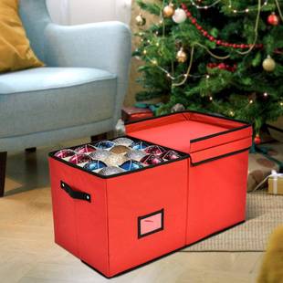 圣格诞球纳箱布可折叠圣诞装 收饰球整理收纳 饰艺品分储物344箱装