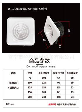 ABS料出TJD风口花式方圆盘风可调直叶斜叶形室塑内新系统