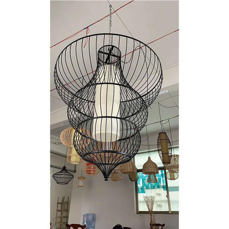 竹丝竹灯民宿酒店茶室装签修工程吊灯具中式田园吊灯饭餐厅FKO店