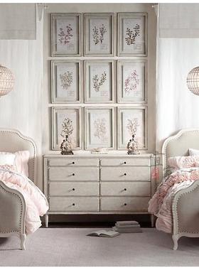 法式复白色实5木床雕女儿房公主床儿童床VAM双人1.花米1.8米女古