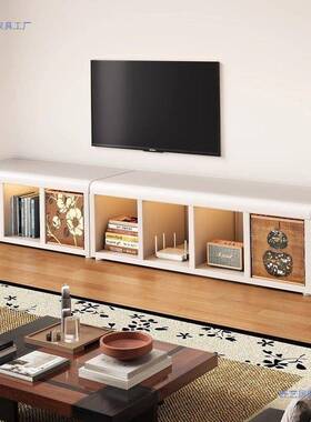 中古风XNH钢制电视柜简约置物架格子书柜沙发旁侧边小架型户落地