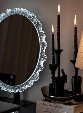 复古梳妆镜化妆面镜台式桌202灯5新款梳妆镜子HLE台带旋转美妆镜