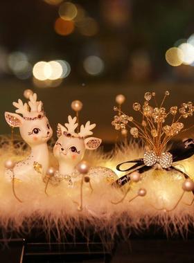 W8V车装饰摆LZP件2025网红爆款一鹿品平内安玫瑰花车装中控台饰摆